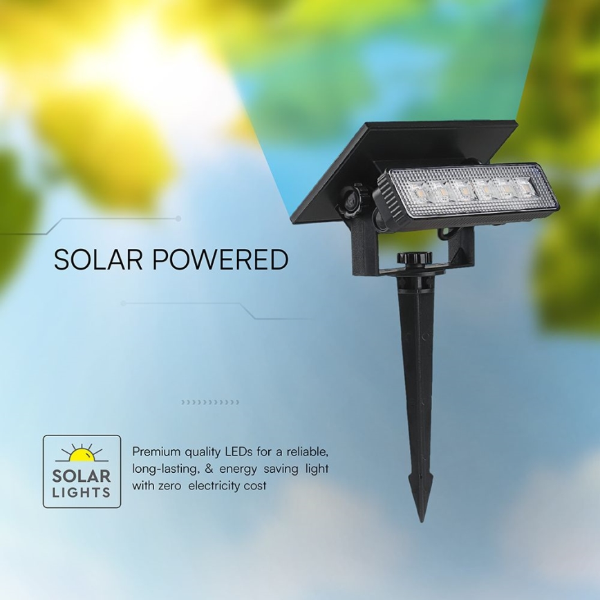 Éclairage solaire 2en1 LED/0,9W/3,7V 3000K IP65 1200 mAh noir