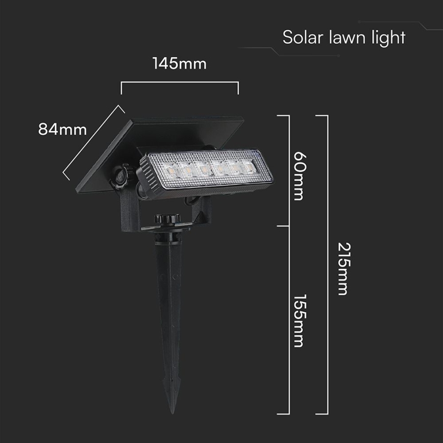 Éclairage solaire 2en1 LED/0,9W/3,7V 3000K IP65 1200 mAh noir