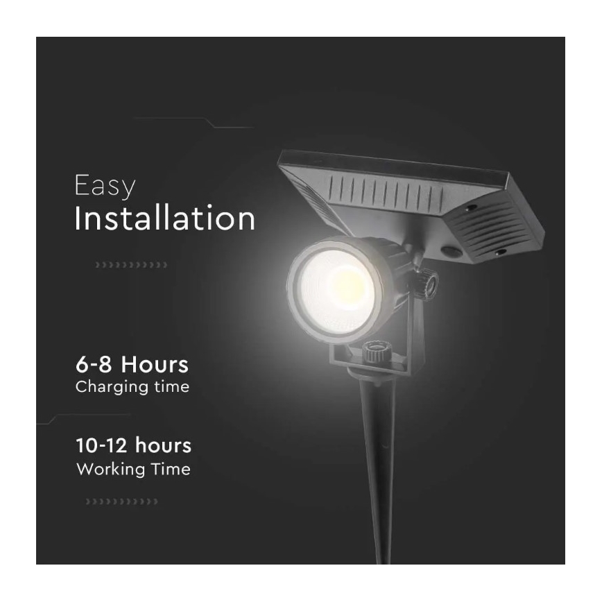 Éclairage solaire LED SPIKE LED/2W/5,5V IP65 4000K 1200 mAh