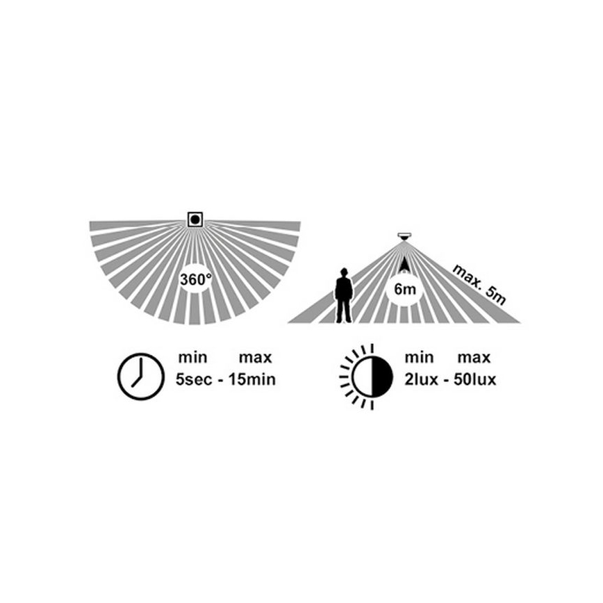 Plafonnier extérieur avec détecteur MARTIN LED/25W/230V 3000/4000K d. 35 cm IP65 noir