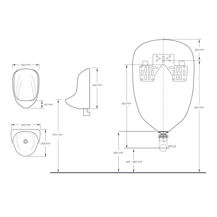 EcoStep 30013 - Wasserloses Urinal P10 Keramik/weiß