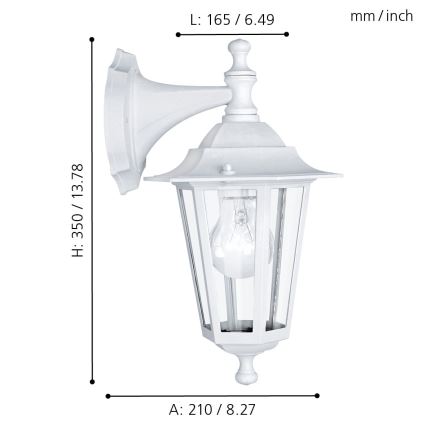 EGLO - Applique da esterno IP44 1xE27/60W/230V bianco