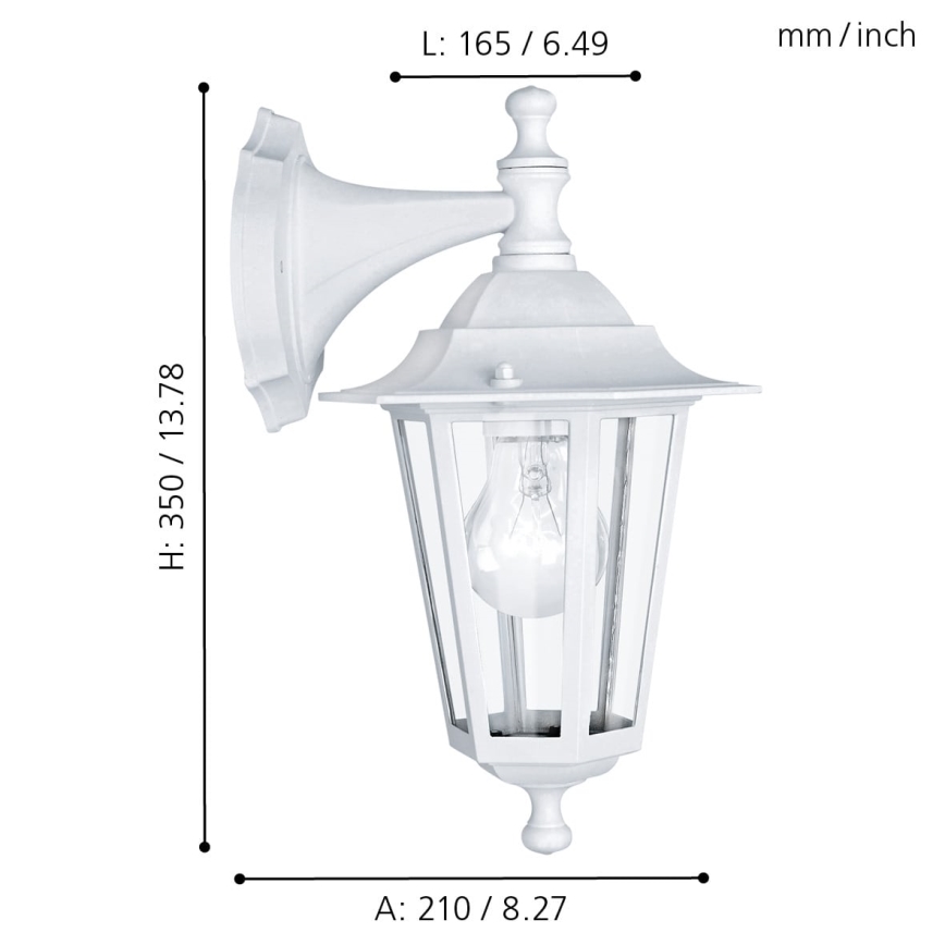 EGLO - Applique da esterno IP44 1xE27/60W/230V bianco