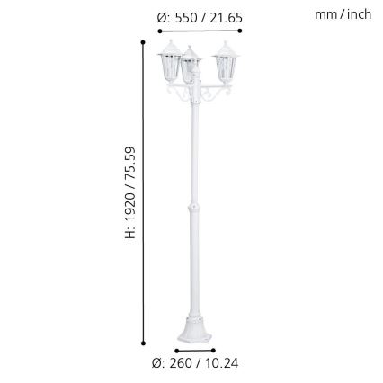 EGLO - Lampada da esterno 3xE27/60W/230V IP44