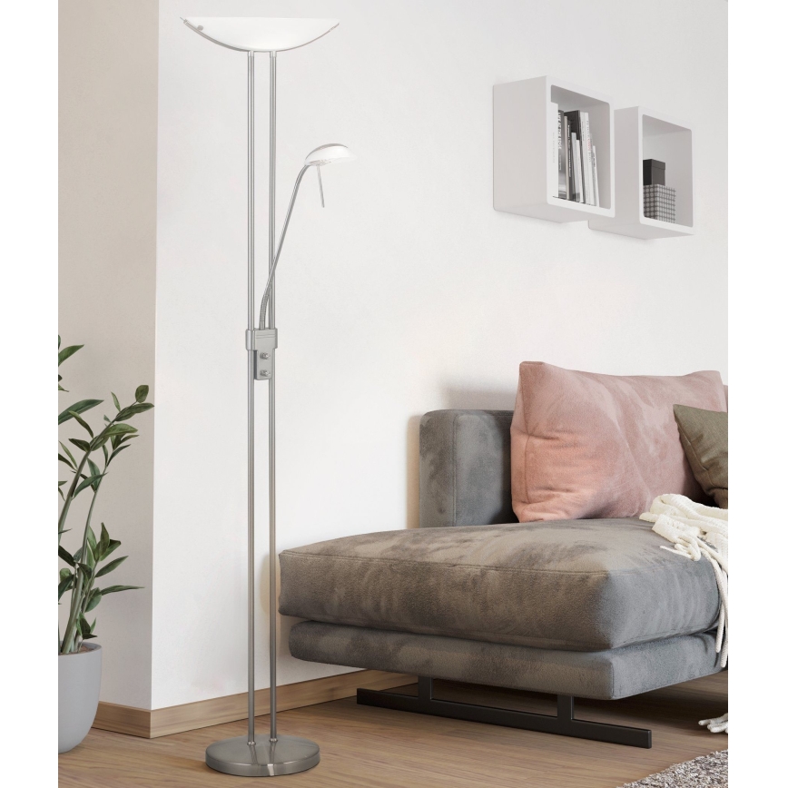 Eglo 25869 - Lampadaire à intensité variable BAYA 1xR7s/230W/230V + 1xG9/33W chrome mat