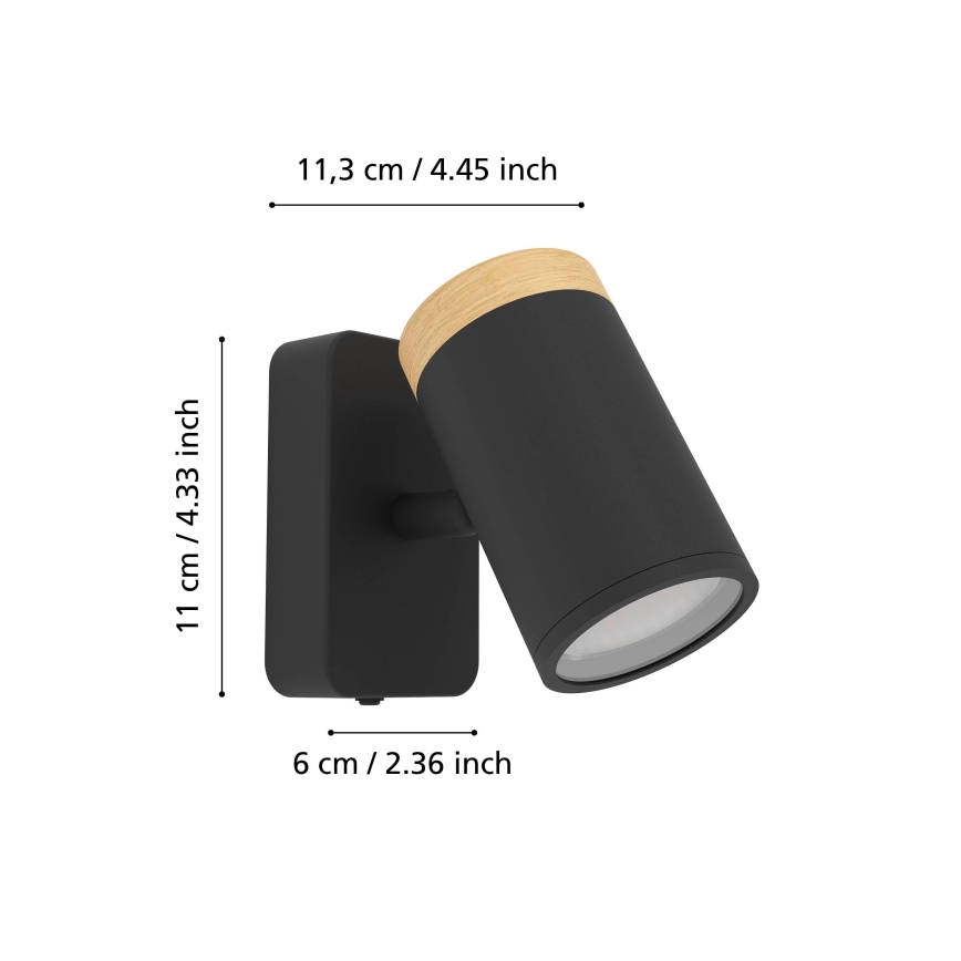Eglo - Applique murale spot pour salle de bains 1xGU10/3W/230V IP44 noir/beige