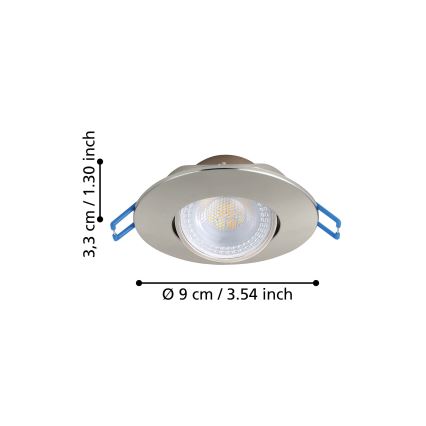 Eglo - Lot de 7 luminaires encastrés LED 4,9 W, 230 V, 2700/4000/6500 K, Ø 9 cm, chrome mat
