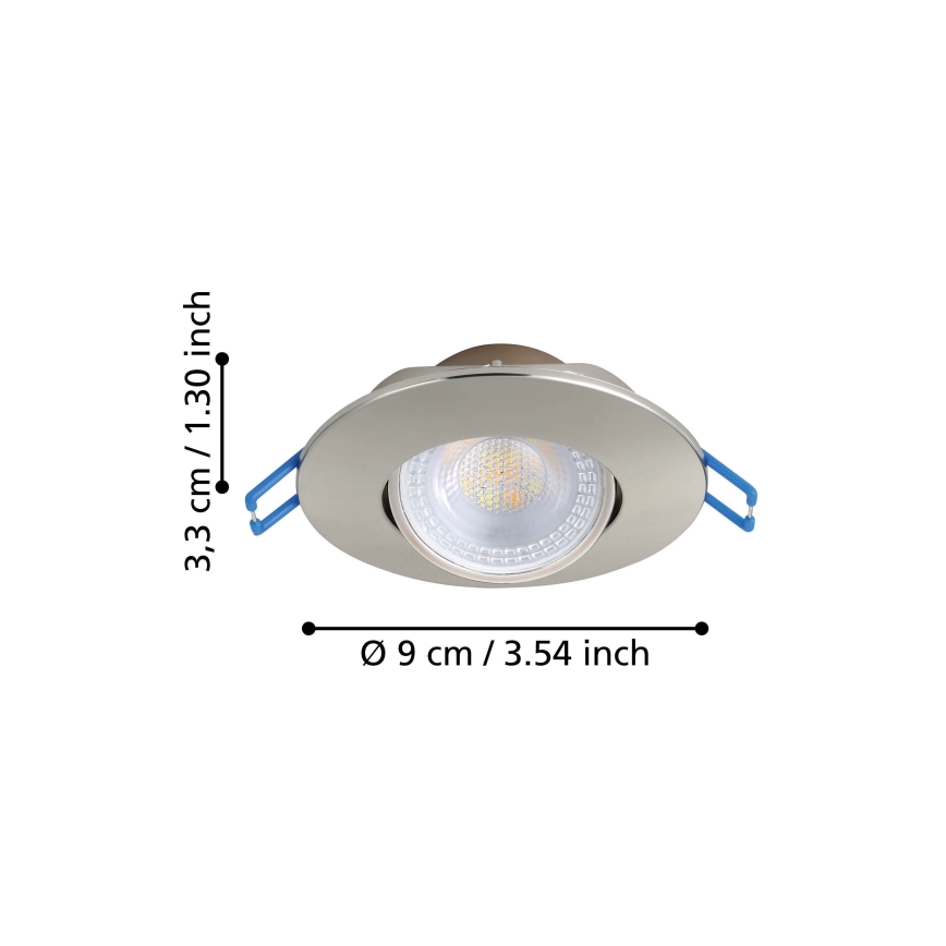 Eglo - 7er-Set LED-Einbauleuchte LED/4,9W/230V 2700/4000/6500K Ø 9 cm mattchrom