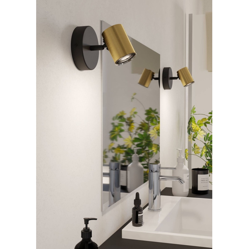 Eglo - Badezimmer-Wandspot 1xGU10/5W/230V IP44 schwarz/gold