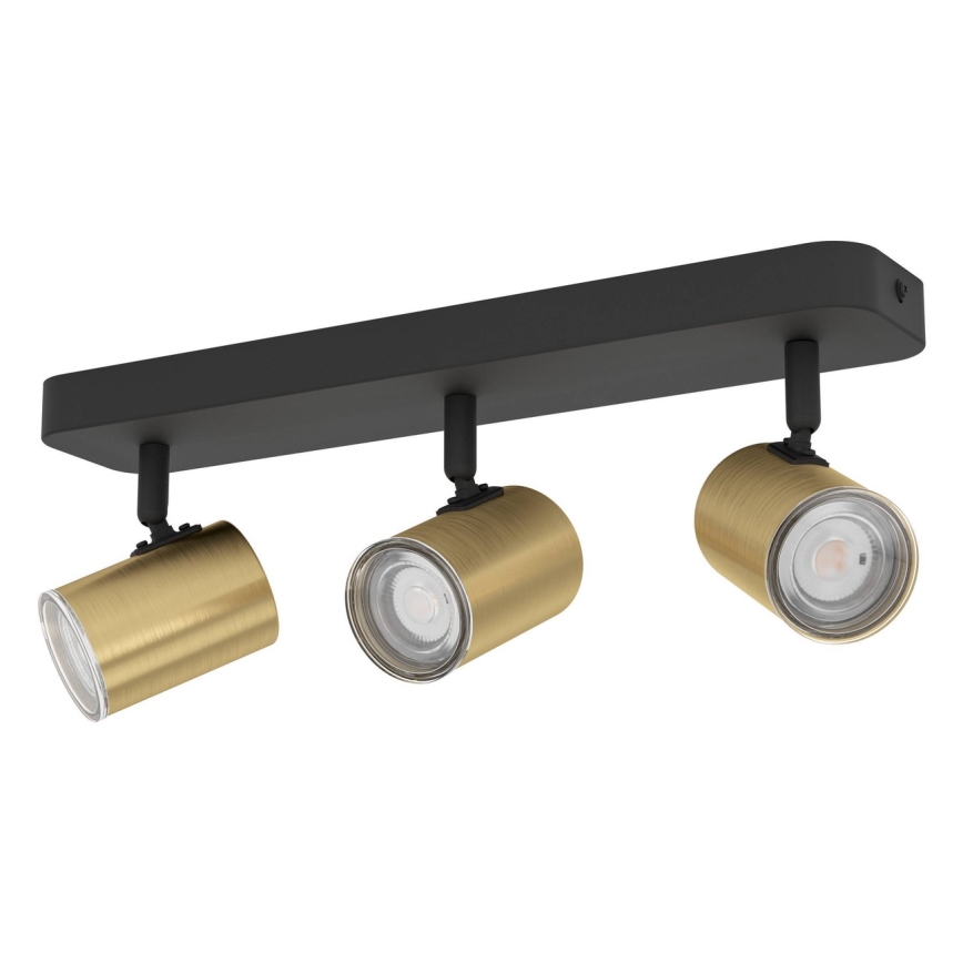 Eglo - Faretto da bagno 3xGU10/5W/230V IP44 nero/oro