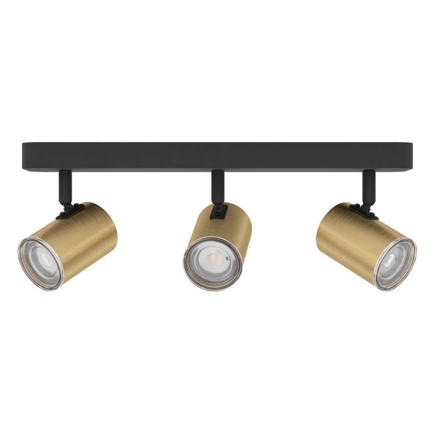 Eglo - Faretto da bagno 3xGU10/5W/230V IP44 nero/oro