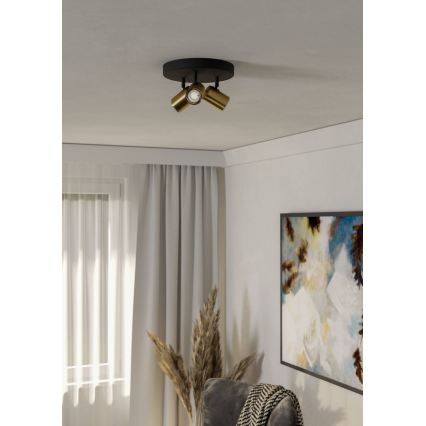 Eglo - Badezimmer-Spotleuchte 3xGU10/5W/230V IP44 schwarz/gold