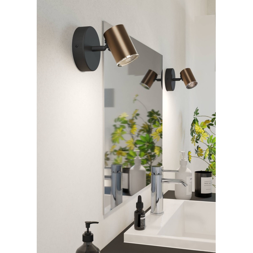 Eglo - Faretto da parete per bagno 1xGU10/5W/230V IP44 nero/marrone