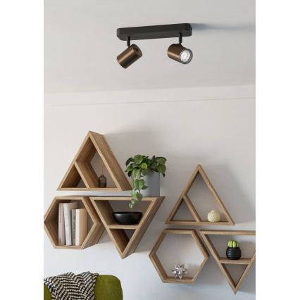 Eglo - Badezimmer-Spotleuchte 2xGU10/5W/230V IP44 schwarz/braun