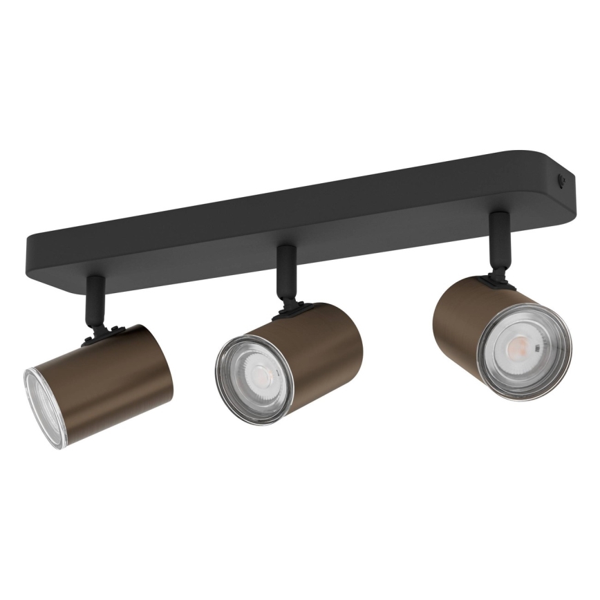 Eglo - Badezimmer-Spotleuchte 3xGU10/5W/230V IP44 schwarz/braun