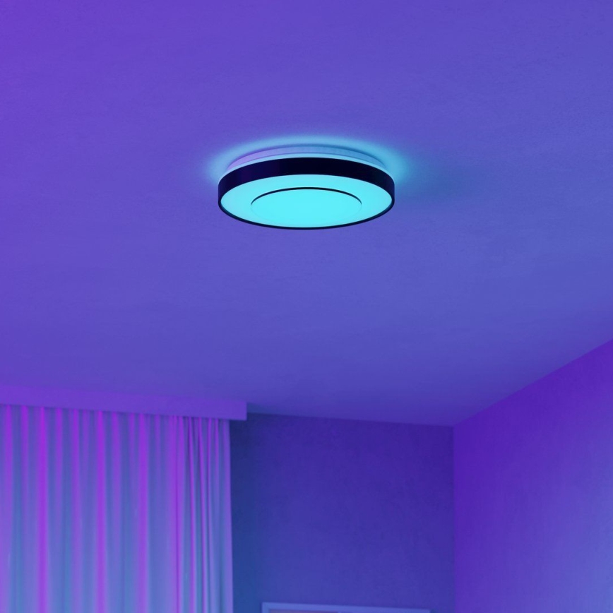 Eglo 300688 - Plafonnier LED RGBW dimmable MONTERIGGIONI-Z LED/18,5W/230V 2700-6500K Ø 38,4 cm noir + télécommande