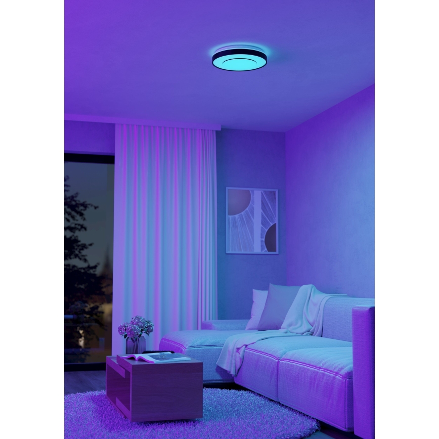 Eglo 300688 - Plafonnier LED RGBW dimmable MONTERIGGIONI-Z LED/18,5W/230V 2700-6500K Ø 38,4 cm noir + télécommande