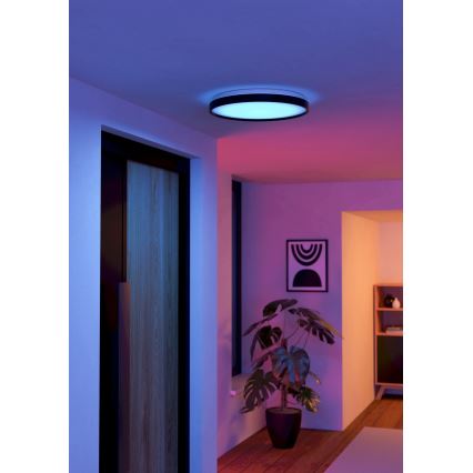 Eglo 300692- Plafonnier LED RGBW dimmable MOZONCILLO-Z LED/28,3W/230V 2700-6500K Ø 48,4 cm noir + télécommande