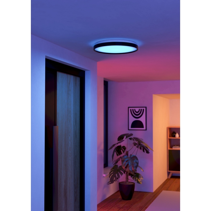 Eglo 300692- Plafonnier LED RGBW dimmable MOZONCILLO-Z LED/28,3W/230V 2700-6500K Ø 48,4 cm noir + télécommande