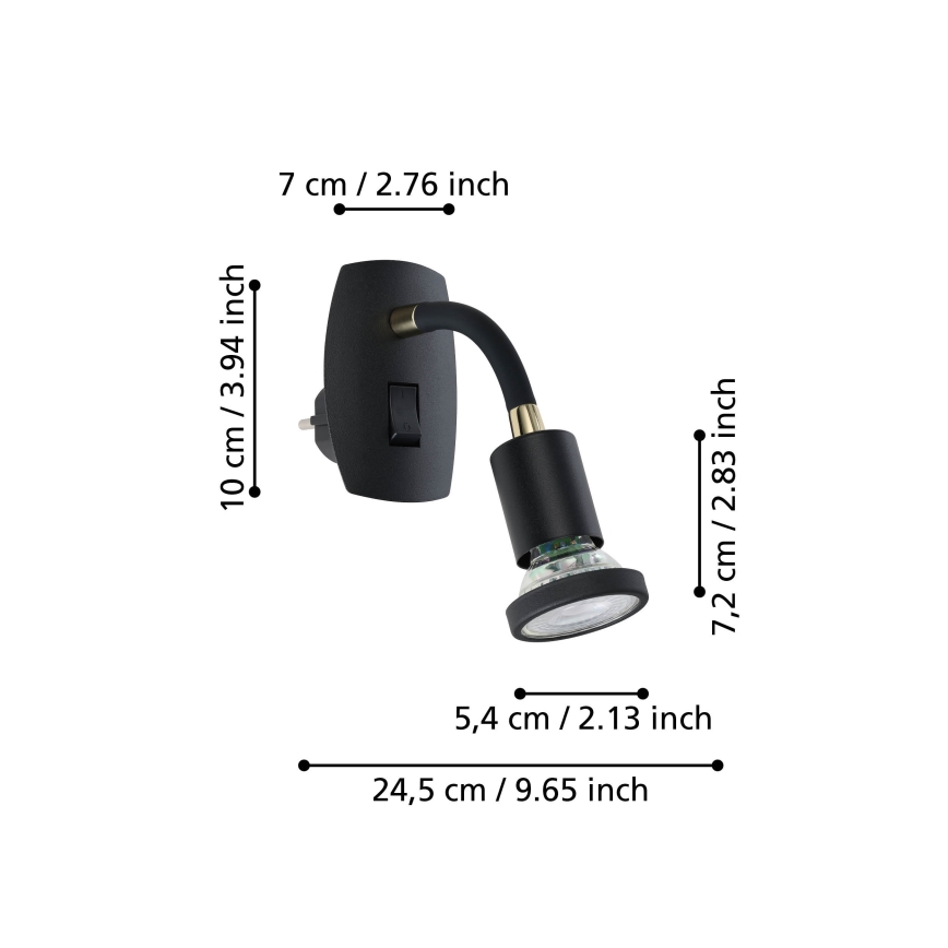 Eglo - Lampada LED a spina 1xGU10/4,5W/230V nera