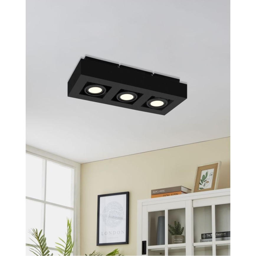 Eglo 31064 - Faretto LED MENDOZA 3xLED/4,7W/230V 3000K nero