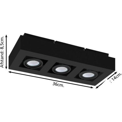 Eglo 31064 - Spot LED MENDOZA 3xLED/4,7W/230V 3000K noir