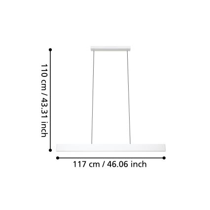Eglo 31436 - Suspension filaire RGBW à intensité variable ANDREAS-Z LED/38W/230V 2700-6500K blanc