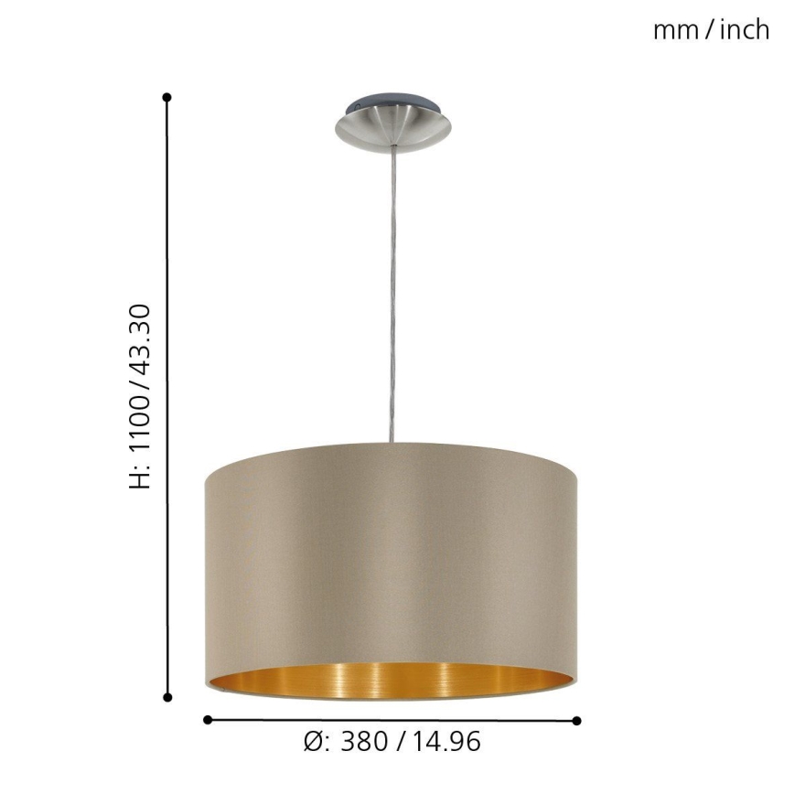 Eglo - Suspension filaire 1xE27/60W/230V taupe