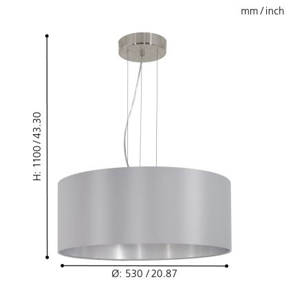 Eglo 31606 - Lampada a sospensione con cavo MASERLO 3xE27/60W/230V