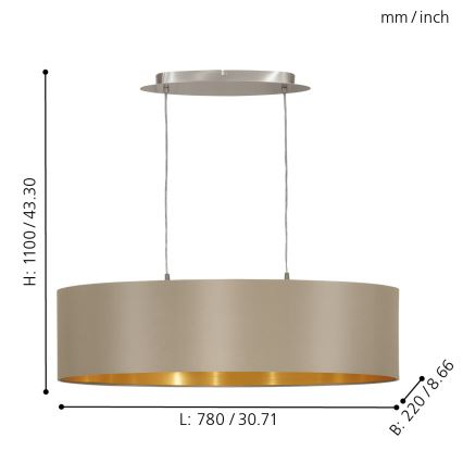 Eglo - Lampadario a sospensione con cavo 2xE27/60W/230V