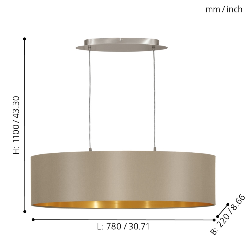 Eglo - Lampadario a sospensione con cavo 2xE27/60W/230V