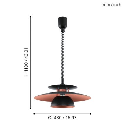Eglo - Suspension à tirette 1xE27/60W/230V