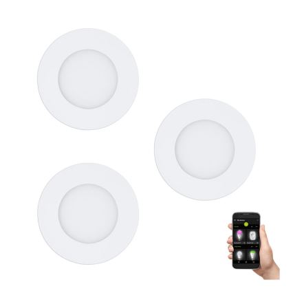 Eglo 31741 - 3er-Set dimmbare LED-Einbauleuchten für das Badezimmer FUEVA-Z LED/2,8 W/230 V 2700–6500 K IP44 weiß Ø 8,5 cm