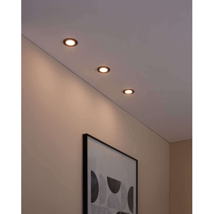 Eglo 31743 - SET 3x dimmbare LED-Deckeneinbauleuchten FUEVA-Z LED/2,8W/230V 2700–6500 K IP44 schwarz Ø 8,5 cm