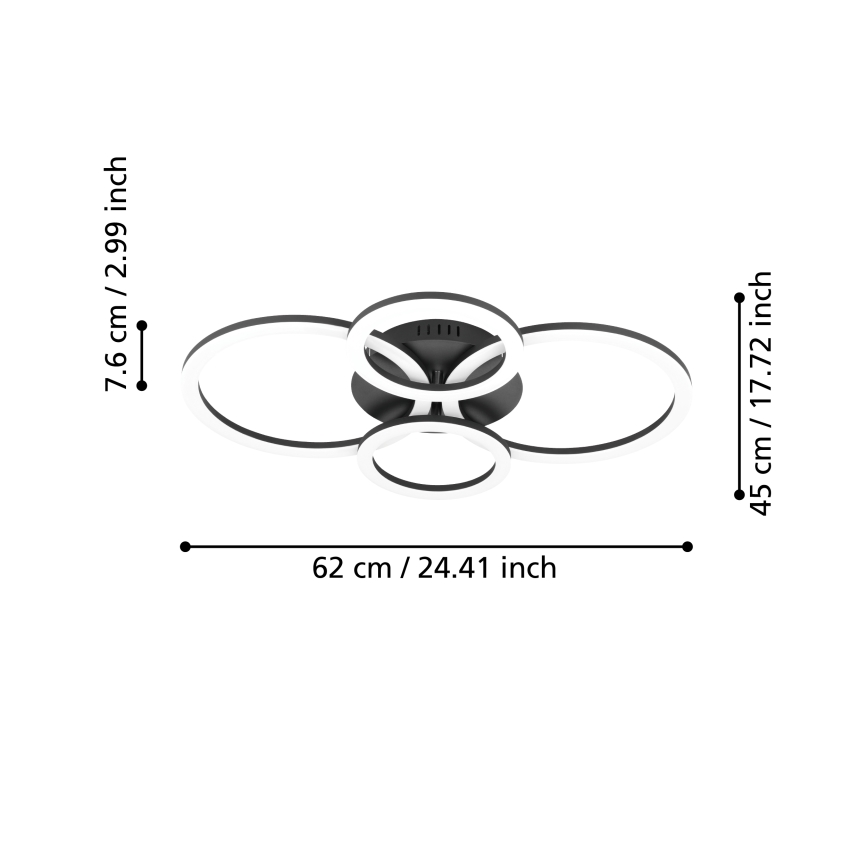 Eglo 31769 - Plafonnier à intensité variable PARRAPOS-Z LED/41W/230V 3000-6500K noir