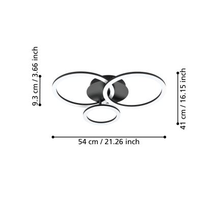 Eglo 31771 - Dimmbare LED-Deckenleuchte PARRAPOS-Z LED/33W/230V 3000-6500K schwarz