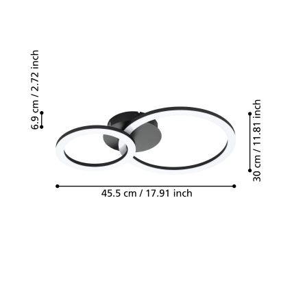 Eglo 31772 - Plafonnier à intensité variable PARRAPOS-Z LED/15W/230V 3000-6500K noir