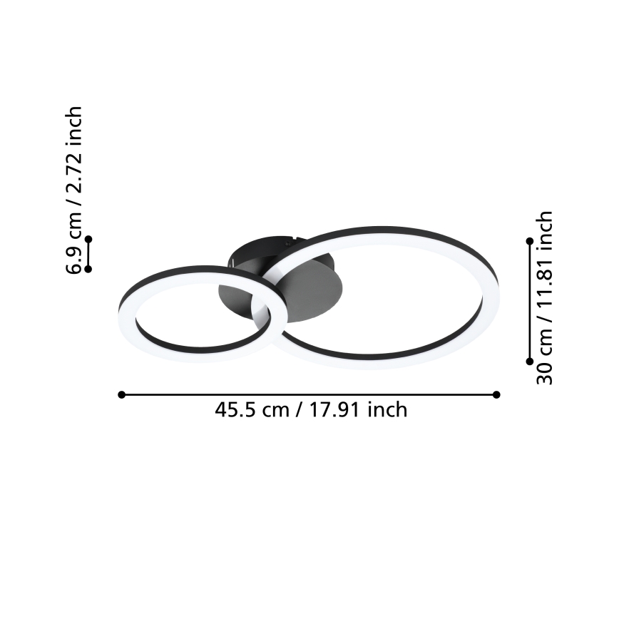 Eglo 31772 - Plafonnier à intensité variable PARRAPOS-Z LED/15W/230V 3000-6500K noir
