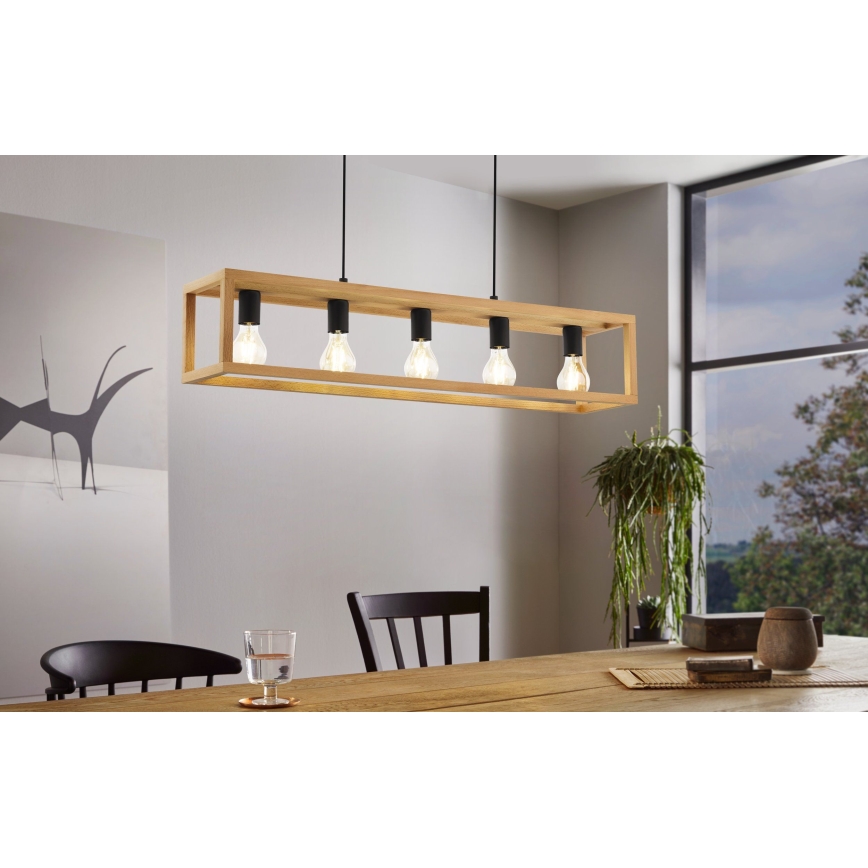 Eglo 32143 - Lampada a sospensione su cavo BLACKCROWN 5xE27/40W/230V marrone