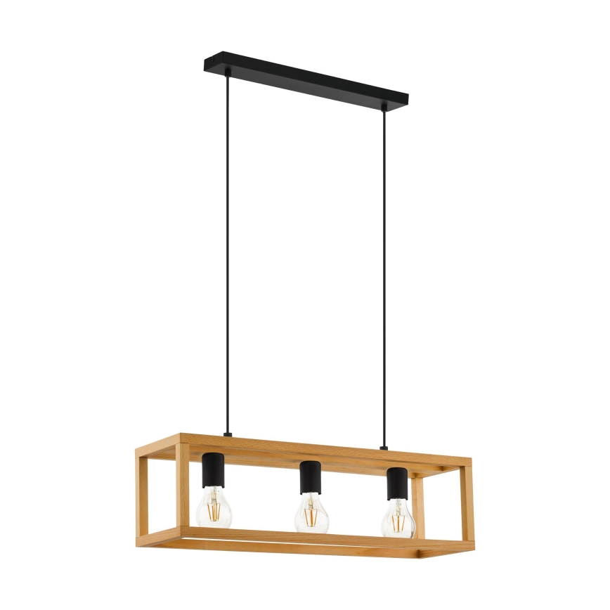 Eglo 32144 - Suspension sur câble BLACKCROWN 3xE27/40W/230V brun