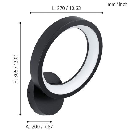 Eglo 32325 - Applique murale RGBW à intensité variable MARGHERA-C LED/16W/230V 2700-6500K noir