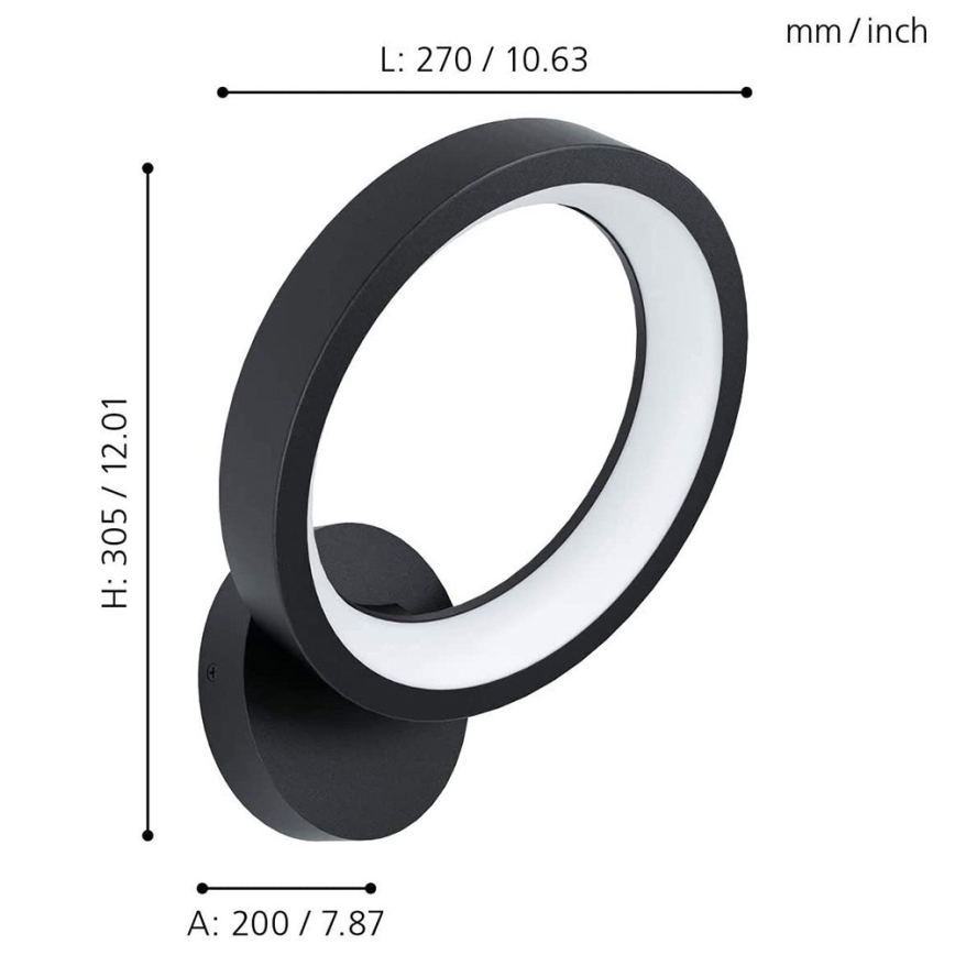 Eglo 32325 - LED RGBW Applique dimmerabile MARGHERA-C LED/16W/230V 2700-6500K nero