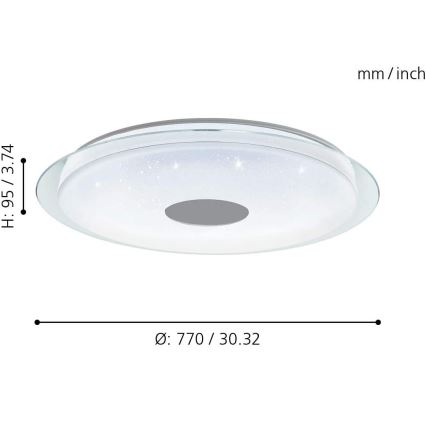 Eglo 32344 - LED RGBW dimmbare Deckenleuchte LANCIANO-C LED/53W/230V 2700-6500K + Fernbedienung