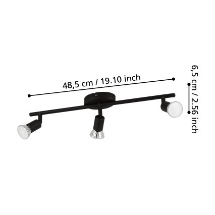 Eglo - Faretto LED 3xGU10/2,8W/230V 3000K nero
