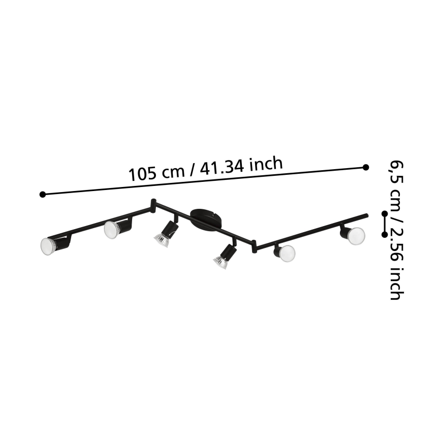 Eglo - Spot LED 6xGU10/2,8W/230V 3000K noir