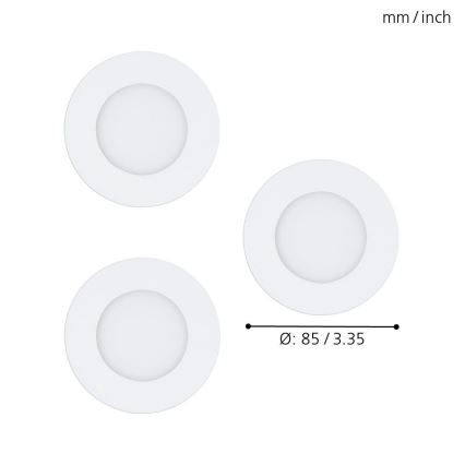 Eglo - 3er-Set dimmbare LED-RGB-Einbauleuchten FUEVA-C 1xLED/3W/230V Ø 8,5 cm