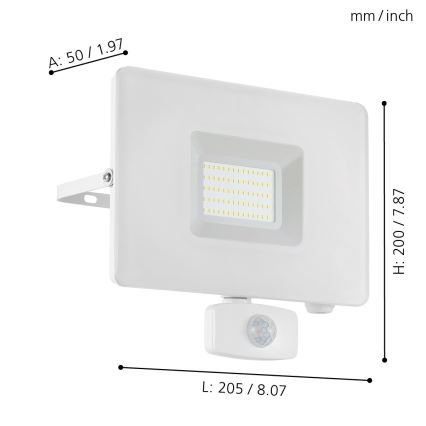 Eglo - Proiettore di luce a LED con sensore LED/50W/230V