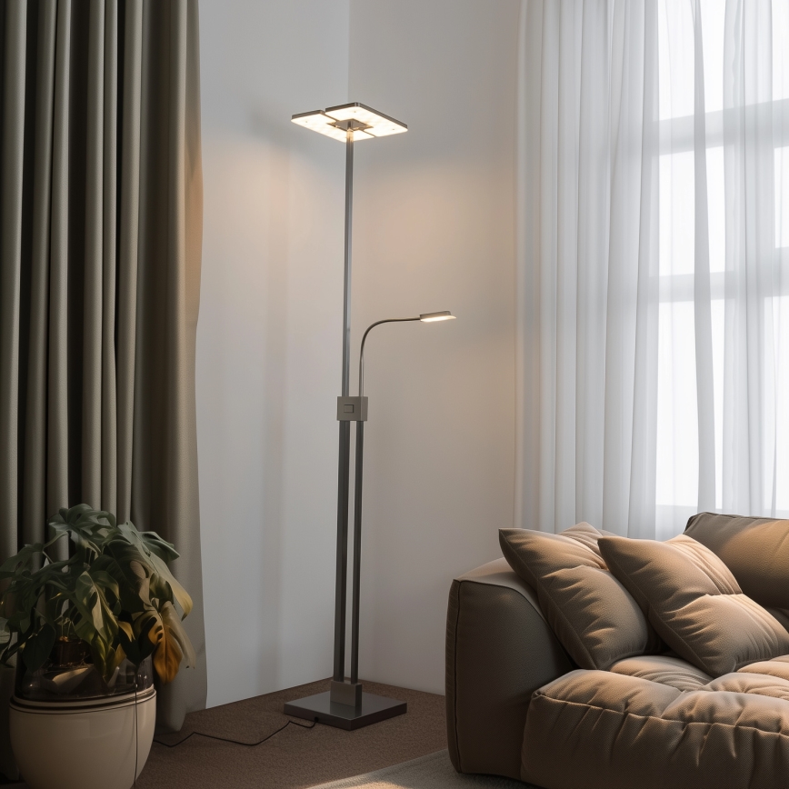 Eglo 33182 - Lampada da terra dimmerabile a LED SOLANO 1xLED/26W/230V +1xLED/3,2W 3000K cromo opaco