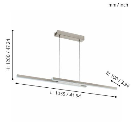 Eglo 33232 - Suspension LED RGBW dimmable sur câble FRAIOLI-C LED/34W/230V chrome mat