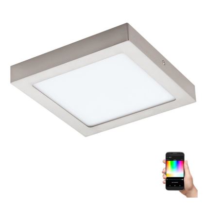 Eglo 33319 - Plafoniera LED RGBW dimmerabile FUEVA-C LED/15,6W/230V 2700-6500K 22,5x22,5 cm cromo opaco